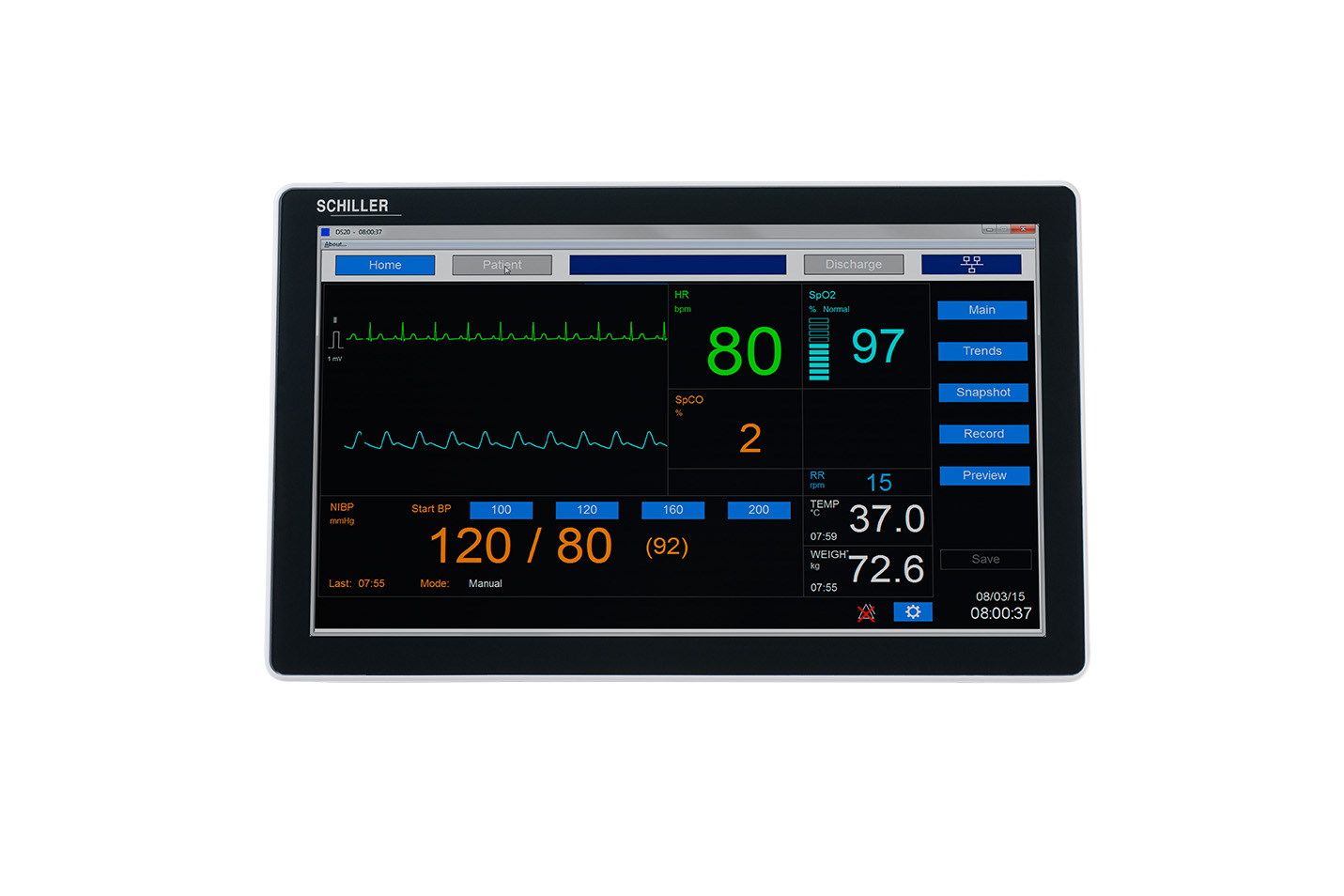 Schiller Diagnostic Station DS-20: All-in-One Vital Signs & EKG with Masimo SpO2