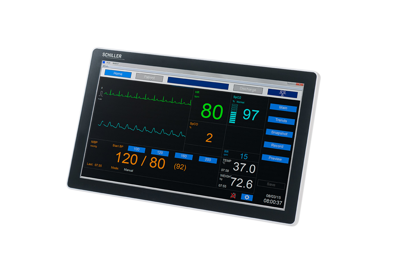 Schiller Diagnostic Station DS-20: All-in-One Vital Signs & EKG with Masimo SpO2