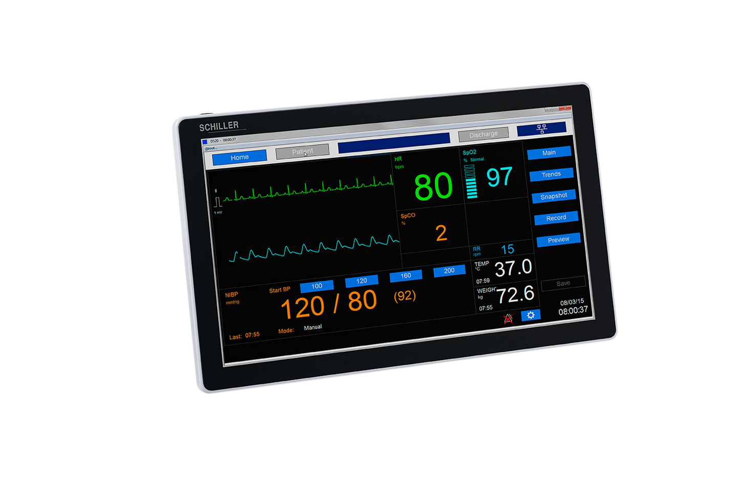 Schiller Diagnostic Station DS-20: All-in-One Vital Signs & EKG with Masimo SpO2